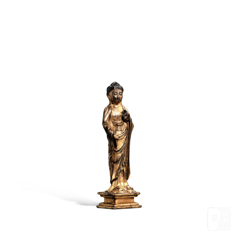 A gilt-bronze standing figure of Buddha, Liao dynasty | 遼 銅鎏金菩薩立像 - 图2